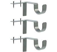 Single Curtain Rod Brackets, Homeowners Window Drapery Pole Holders | Top Nail Tap Mounting, Heavy Duty Metal | Bedroom Living Room Kitchen | Three Piece Support Hangers, Easy Installation