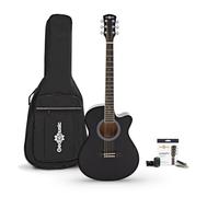 Single Cutaway Electro Acoustic Guitar & Accessory Pack by Gear4music, Black