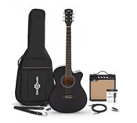 Single Cutaway Electro Acoustic Guitar Black 15W Acoustic Amp & Accessory Pack