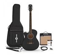 Single Cutaway Left Handed Electro Acoustic Guitar Black 15W Acoustic Amp & Accessory Pack