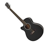 Single Cutaway Left Handed Electro Acoustic Guitar by Gear4music, Black | Preamp with 3-Band EQ Included, Basswood Body for Bright Balanced Tones, Left-Handed, Comfortable C-Neck, Black