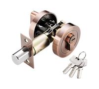 Single Cylinder Deadbolt, with Key Zinc Alloy Deadbolt Standard Size, Round Deadbolt Lock, for Entrance Door, Passage Door, Two Unlocking Methods, 1 piece (10x10x10,Copper)