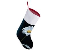 Single Daisy Flower Christmas Stocking with White Plush Cuff 17" Polyester Xmas Stocking Traditional Hanging Stockings for Fireplace Mantel Xmas Tree Family Holiday Decor