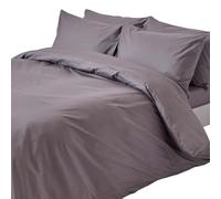 Egyptian Cotton Duvet Cover with Pillowcase, 200 TC Homescapes Dark Grey Single