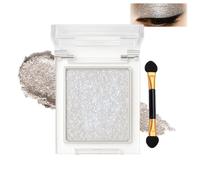 Single Diamond Dust Eyeshadow Palette with Silver Shimmer & Neutral Shades - Long-Lasting Highly Reflective Powder for Sparkling Eye Makeup, Dimensional Looks & Precise Application with Dual-Ended