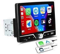 Single Din Car Stereo 7 Inch Touch Screen Car Radio with Carplay Android Auto Mirror Link Steering Wheel Control Bluetooth FM Radio EQ 7 Color Light Car MP5 Player