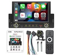 Single Din Car Stereo Bluetooth CarPlayer Android Auto 6.2 Inch Touchscreen Car Radio with FM Radio Mirror Link Three USB Ports 7 Color Backlight Head Unit Car MP5 Player 8LED Backup Camera
