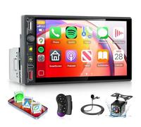 Single Din Car Stereo Radio with Wireless Carplay Android Auto, Hodozzy 7 inch HD IPS Touchscreen 1 Din Car Radio with Bluetooth 5.0 EQ Audio FM Radio Mirrorlink SWC USB/Type-C Ports+Reverse Camera