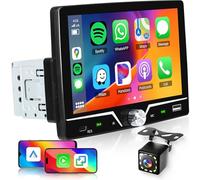 Single Din Car Stereo with Apple Carplay Wired Android Auto, Hodozzy 7 inch HD IPS Touchscreen 1 Din Car Radio with Bluetooth 5.0/EQ Audio/SWC+USB/Type-C Ports+Reversing Camera