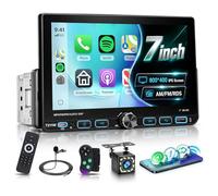 Single Din Car Stereo with Apple Carplay Wireless Android Auto AM/FM/RDS, Hodozzy 7" HD IPS Touchscreen 1 Din Car Radio with Bluetooth 5.0 EQ Audio SWC Reverse Camer USB/Type-C+Remote Control