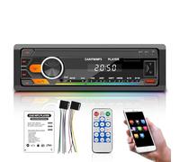 Single Din Car Stereo with Bluetooth 5.0 Hands Free Calling Voice Control, 7 Colors FM car radio with 2USB/AUX/SD/MP3 Player Remote Control, Car Audio System Car Stereo Receiver, Supports iOS/Android