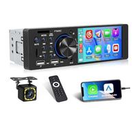 Single Din Car Stereo with Carplay Android Auto,1 Din Touchscreen Radio Support Bluetooth 5.1 FM Radio Fast Charge USB/TF Card/Aux Ports Mirror Link EQ SWC Reverse Camera