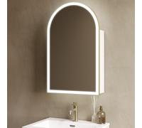 Single Door Brass Bathroom Mirror Cabinet with Lights Demister & Shaver Socket 500 x 800mm - Empire