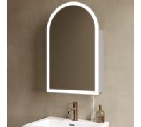 Single Door Chrome Bathroom Mirror Cabinet with Lights Demister & Shaver Socket 500 x 800mm - Empire