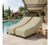 Single/Double Patio Chaise Lounge Cover Outdoor Waterproof 1 Pack / 2 Pack | 420D Oxford, All-Weather Protection, Reusable, Lounge Chair Covers for Outdoor Pool Lounger and Patio Furniture