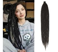 Single Dreadlocks Extension 24 Inch Natural Black Thin 0.6 cm 20 Strands Handmade Synthetic Crochet Hair Super Long Dread Extensions Reggae Style for Women (1B)