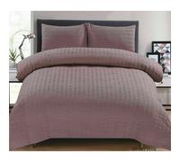 (Single, Dusky Pink ) Seersucker Duvet Quilt Cover & Pillowcase Set