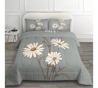 Single Duvet 7.5 Tog - Daisy Floral Duvet Set, Reversible Soft Warm All Seasons Coverless Duvet for Winter, Machine Washable Quilt 135x200 cm and Pillowcase 50x75 cm B*-80