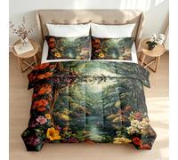 Single Duvet 7.5 Tog Forest Flora Coverless Comforter, Reversible