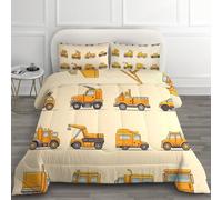 Single Duvet 7.5 Tog - Kids Construction Duvet Set, Reversible Soft Warm All Seasons Coverless Duvet for Winter, Machine Washable Quilt 135x200 cm and Pillowcase 50x75 cm G*-272