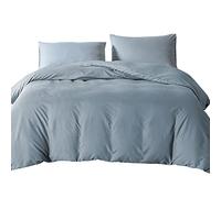 Single Duvet Bedding Cover Set Duvet Cover with 2pcs Pillowcases Soft Microfibre Polyester Duvet Cover Sets (Blue Grey)