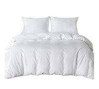 Single Duvet Bedding Cover Set Duvet Cover with 2pcs Pillowcases Soft Microfibre Polyester Duvet Cover Sets (White)