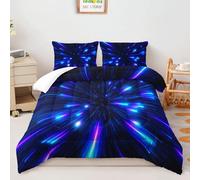 Single Duvet Blue Pink Lines Double Quilt Soft Touch Polyester Lightweight and Machine Washable Single Quilt Stitched Coverless Duvet and Pillow Set 172x218 cm