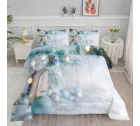 Single Duvet Christmas Decoration Coverless Duvet Reversible Comforter Set with 2 Pillowcases Hypoallergenic Printed Duvet Soft Summer Duvet Machine Washable Single Quilt 135x200cm