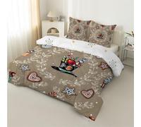 Single Duvet Christmas Star Coverless Duvet Reversible All Seasons Quilt Single Size 7.5tog, Plant Leaves Comforter Machine Washable for Single Bed Summer Winter, Lightweight, 2 Pillowcases &E37