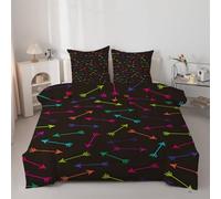 Single Duvet Colorful Arrow Print Coverless Duvet Reversible All Seasons Quilt Single Size 7.5tog, Minimalist Graffiti Comforter Machine Washable for Bed Summer Winter, Lightweight, 2 Pillowcases &E4