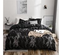Single Duvet Cover 135×200cm - Black Marble Veining Soft Double Bedding Sets Duvet Cover Set with 1 Matching Pillowcases