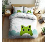 Single Duvet Cover 135 x 200 cm Cartoon Characters Rain Clouds Bedding Set Digital Print 3D Comforter Cover Set 3 Pieces Bedding Set with 2 Pillow Sham, Zipper, Blue