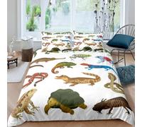 Single Duvet Cover Animals Crocodile Frog Snake Turtle 3D Print Bedding Sets With Zipper Closure - 1 X Comforter Covers + 2 X Pillow Shams, Soft Quilt Cover - Do Not Fade 90X19-65310535542