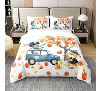 Single Duvet Cover Cartoon Animals 100% Pure Cotton Bedding Set Police Car Elephant Fox Comforter Cover (No Filler) Autumn Fruits Bedding Set for Room Decor 2 PCS