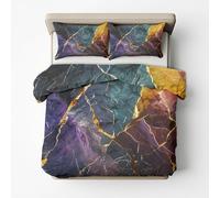 Single Duvet Cover Marble Bedding Set 2 Piece, 1 Pillow Case, Modern Abstract Pattern, Bedroom Decor Reversible Quilt Cover with Zip, Ultra Soft Microfiber S&1210