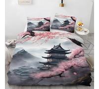 Single Duvet Cover Mountain Peak Brushed Microfiber Printed Single Bedding Sets Landscape Ultra Soft Zipper Closure Quilt Cover with 2 Pillow Cases 50x75cm