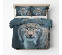 Single Duvet Cover Safari Animal Bedding Set 2 Piece, 1 Pillow Case, Animaux Pattern, Bedroom Decor Reversible Quilt Cover with Zip, Ultra Soft Microfiber S&1156