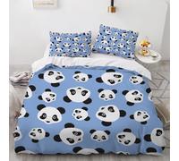 Single Duvet Cover Set 135x200 cm 3D Cartoon Panda Bedding Set with Zipper Closure Ultra Soft Microfibre Cartoon Panda Quilt Cover 2 Pieces with Pillowcase 50x75（Pattern 138-19）