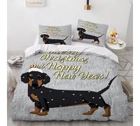 Single Duvet Cover Set 135x200 cm 3D Dachshund Bedding Set with Zipper Closure Ultra Soft Microfibre Christmas Quilt Cover 2 Pieces with Pillowcase 50x75（Pattern 10-3）