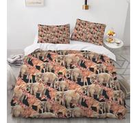 Single Duvet Cover Set 135x200 cm 3D Elephant Bedding Set with Zipper Closure Ultra Soft Microfibre Giraffe Quilt Cover 2 Pieces with Pillowcase 50x75（Pattern 2-3）