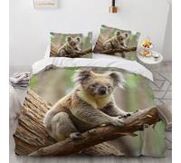 Single Duvet Cover Set 135x200 cm 3D Koala Bedding Set with Zipper Closure Ultra Soft Microfibre Koala Quilt Cover 2 Pieces with Pillowcase 50x75（Pattern 20-3）