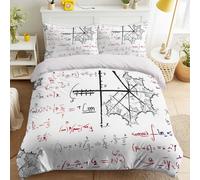 Single Duvet Cover Set 2-Piece for Kids Adults - Mathematics Calculus Formulae Geeky Ultra-Soft Warm & Comfort Red White Bed Linen Set with Zipper 135 x 200 cm / 53" x 79"