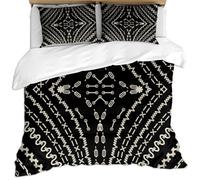 Single Duvet Cover Set 3 Pcs Kids Single Bedding Sets 135X200Cm - Ultra Soft Easy Care Microfiber Quilt Cover Set With Zipper Closure With 2 Pillowcases - 3D Black And White Ethnic Bohemian Abstrac