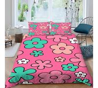 Single Duvet Cover Set Abstract Flower Shape 3D Printed Art for Pink Bedding Set Brushed Microfibre Quilt Cover 135x200 cm with Zipper Closure and 2 Pillowcases 50x75 cm d-1555
