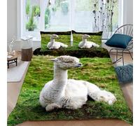 Single Duvet Cover Set Alpaca Soft Microfibre Bedding Set 3D Printed Farm Animals Quilt Cover 135x200 cm with Zipper Closure with 2 Pillowcases 50x75 cm g.2966