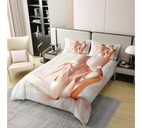 Single Duvet Cover Set Ballet Shoes 3D Printed Rhythmic Gymnastics Bedding Set Brushed Microfibre Quilt Cover 150x200 cm with Zipper Closure and 2 Pillowcases 50x75 cm j-758