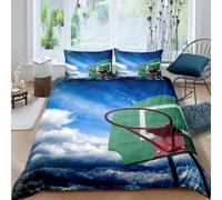 Single Duvet Cover Set Basketball Hoop Soft Microfibre Bedding Set 3D Printed Sports Style Quilt Cover 135x200 cm with Zipper Closure with 2 Pillowcases 50x75 cm d.1497