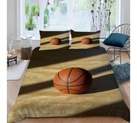 Single Duvet Cover Set Basketball Soft Microfibre Bedding Set 3D Printed Sports Style Quilt Cover 135x200 cm with Zipper Closure with 2 Pillowcases 50x75 cm d.1187