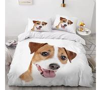 Single Duvet Cover Set Beautiful Jack Russell Terrier Dog 3d Printed Bedding Quilt Cover Set 3 Pieces Soft Microfiber Comforter Cover with Zipper Closure and 2 Pillowcases For boys and girls -135x200
