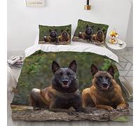 Single Duvet Cover Set Belgian Shepherd Malinois 3d Printed Bedding Quilt Cover Set 3 Pieces Soft Microfiber Comforter Cover with Zipper Closure and 2 Pillowcases For boys and girls -135x200cm